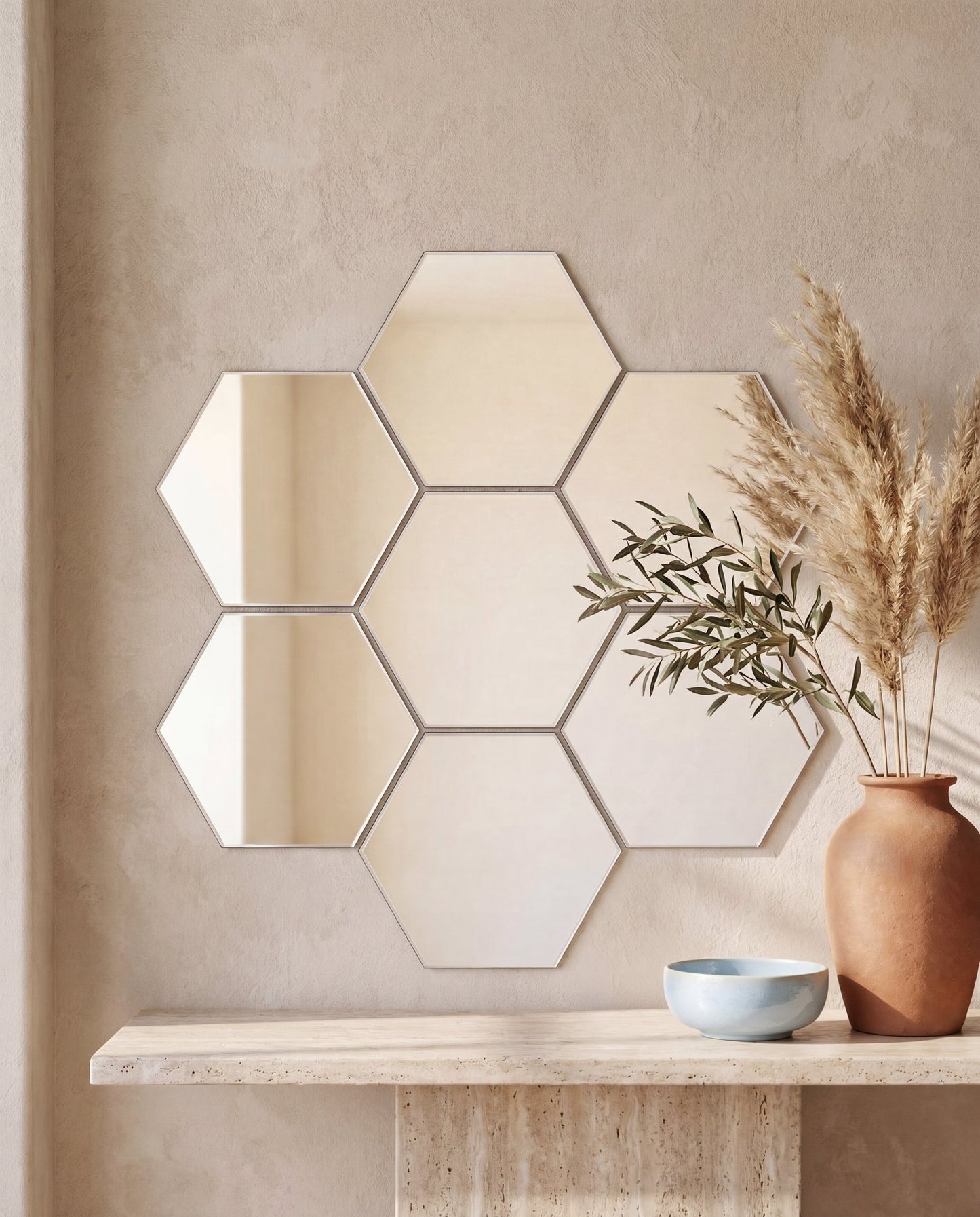 NACRE – miroirs hexagonaux en situation – MyHomeCosy