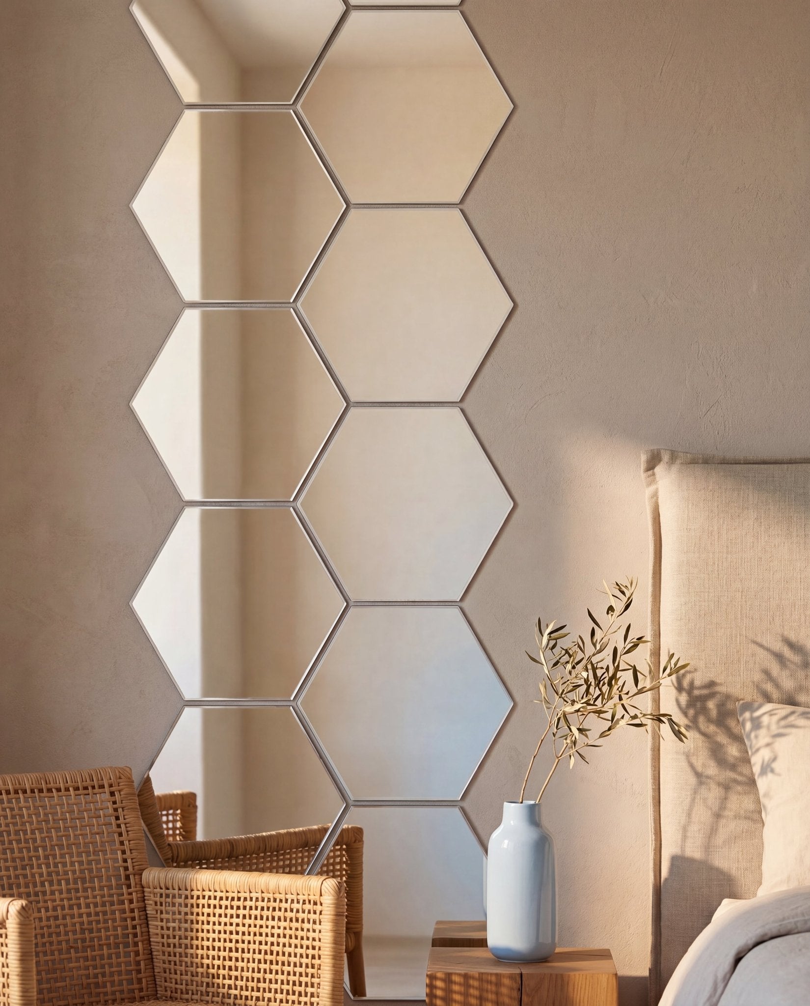 NACRE – miroirs hexagonaux en situation – MyHomeCosy